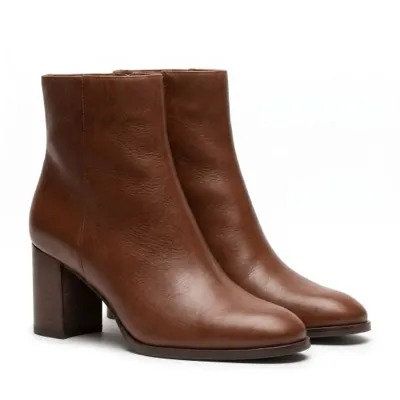 Brown leather ankle boots