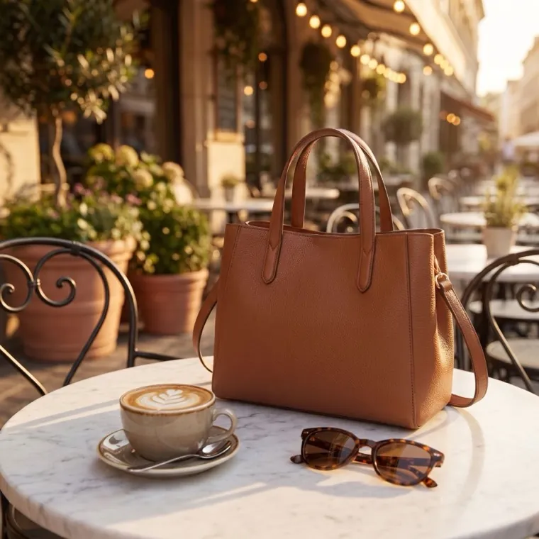 AI generated lifestyle scene of the same handbag